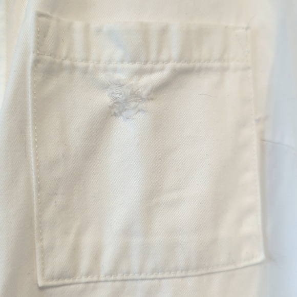 3/25$ Paige Jeans White Distressed Button Up Shacket 100% Cotton Size Small - Picture 4 of 8